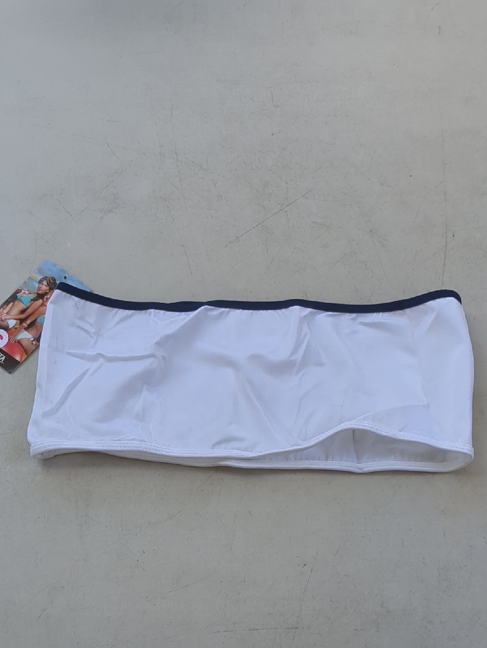 Nicolita White Swim Sarong with Navy Trim